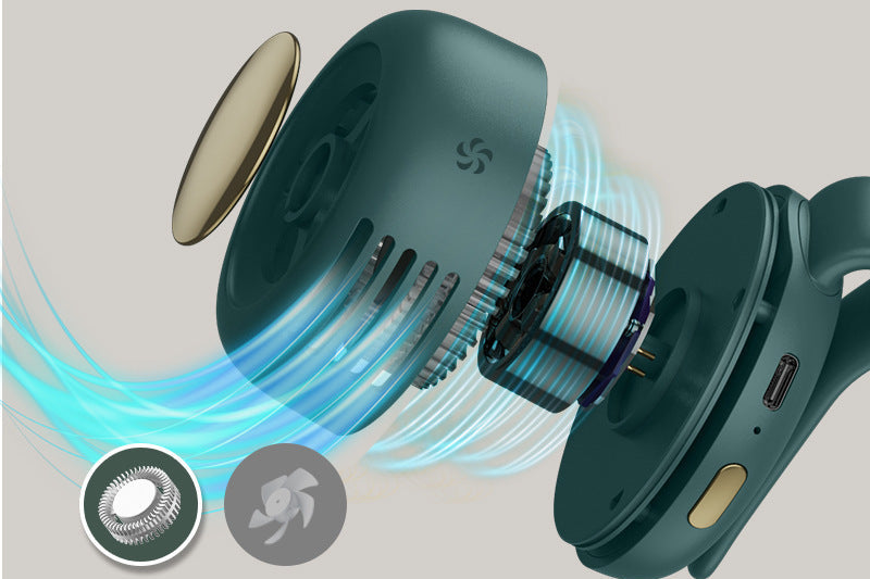 羽なしミニ扇風機 3WAYタイプ – 携帯式・静音・USB充電式・首掛けクリップ付き | 軽量で安先月だけで600個以上売れました!