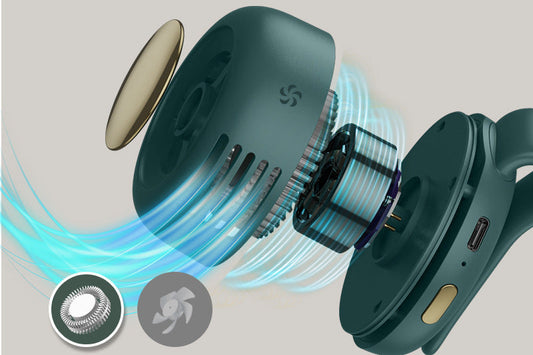 羽なしミニ扇風機 3WAYタイプ – 携帯式・静音・USB充電式・首掛けクリップ付き | 軽量で安先月だけで600個以上売れました！